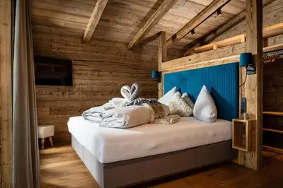 Ein Bett oder Betten in einem Zimmer der Unterkunft Wochenbrunner Chalets