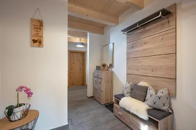 Ein Sitzbereich in der Unterkunft Chalet Alpenherz