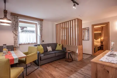 Ein Sitzbereich in der Unterkunft Appartements Rosengarten