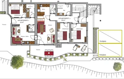 Grundriss der Unterkunft Appartements Rosengarten