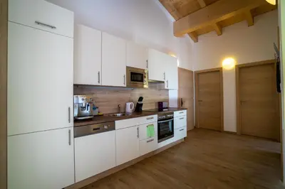 Küche/Küchenzeile in der Unterkunft Alpenhof Chalets