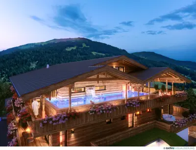 Ein allgemeiner Bergblick oder ein Berglick von des Hotels aus
