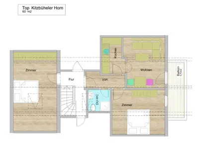 Grundriss der Unterkunft Appartement Oberlacken