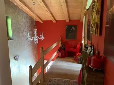 Ein Sitzbereich in der Unterkunft Gästehaus Wimmer