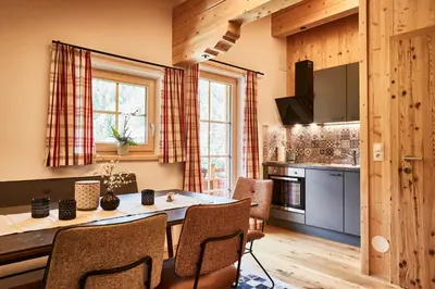 Küche/Küchenzeile in der Unterkunft Apartchalet Jörglerhof