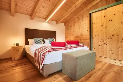 Ein Bett oder Betten in einem Zimmer der Unterkunft Apartchalet Jörglerhof