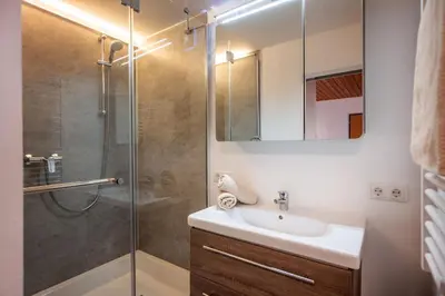 Ein Badezimmer in der Unterkunft Talhammerhof