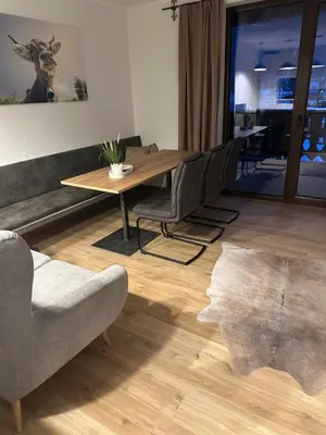 Ein Sitzbereich in der Unterkunft Apartment Haus am See