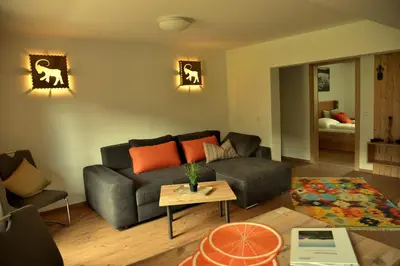 Ein Sitzbereich in der Unterkunft Apartment Haus am See
