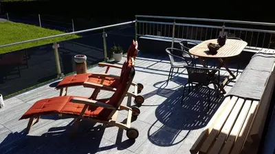 Ein Balkon oder eine Terrasse in der Unterkunft Alpenchalet 