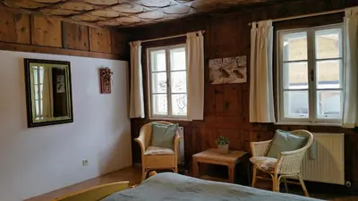Ein Bett oder Betten in einem Zimmer der Unterkunft Villa Zeppelin - App Bergkristall