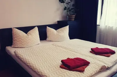 Ein Bett oder Betten in einem Zimmer der Unterkunft Ferienwohnung Außerdorf