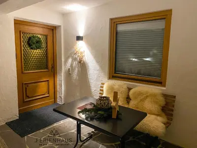 Ein Sitzbereich in der Unterkunft Gartenwohnung an der Familienabfahrt