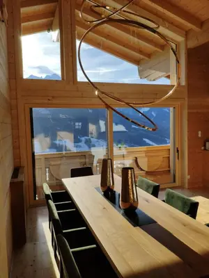 Ein Sitzbereich in der Unterkunft Chalet Sonnberg