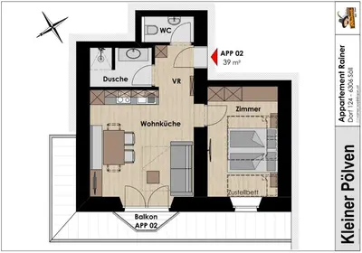 Grundriss der Unterkunft Apartment Rainer - mittendrin