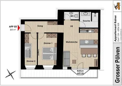 Grundriss der Unterkunft Apartment Rainer - mittendrin