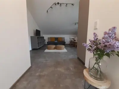 Ein Sitzbereich in der Unterkunft Haus Putzas Appartment