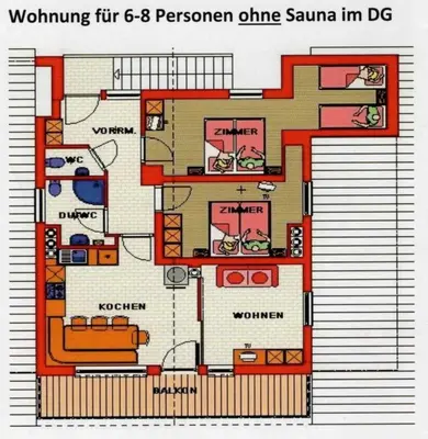 Grundriss der Unterkunft Ski in out! Gemütliche Dachgeschosswohnung