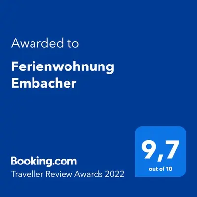 Ein Zertifikat, Auszeichnung, Logo oder anderes Dokument, das in der Unterkunft Ferienwohnung Embacher ausgestellt ist