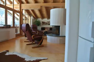 Ein Sitzbereich in der Unterkunft Appartement Seespitzhof
