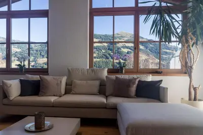 Ein Sitzbereich in der Unterkunft Residenz am Berg