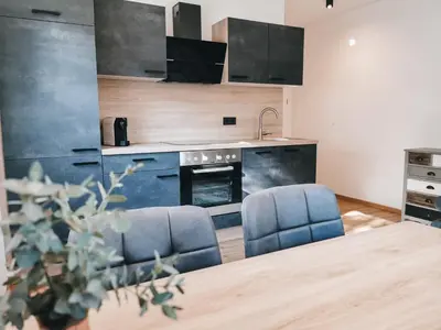 Küche/Küchenzeile in der Unterkunft Apart Pair im Dorf