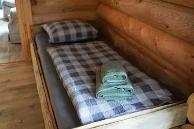 Ein Bett oder Betten in einem Zimmer der Unterkunft Lengalm Hütten I & II mit Sauna