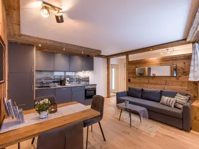 Küche/Küchenzeile in der Unterkunft Appartement Holznest