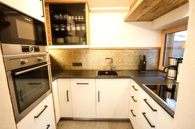 Küche/Küchenzeile in der Unterkunft Enzian Wohnung A