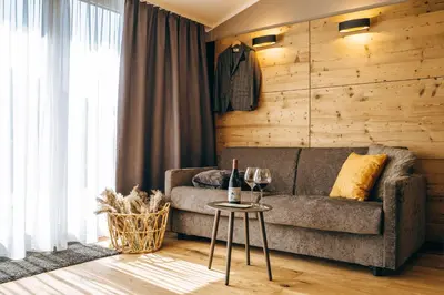 Ein Sitzbereich in der Unterkunft Mountainview Apartments