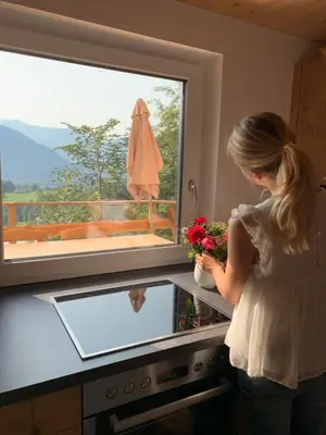 Ein allgemeiner Bergblick oder ein Berglick von der Ferienwohnung aus