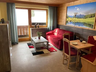 Ein Sitzbereich in der Unterkunft Alpenhaus Denver