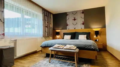 Ein Bett oder Betten in einem Zimmer der Unterkunft Ferienwohnung Buchau