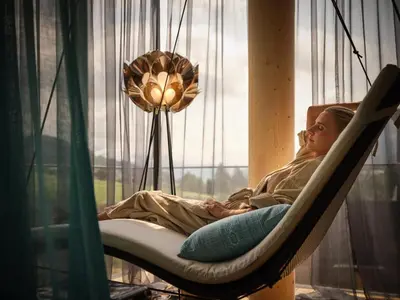 Ein Sitzbereich in der Unterkunft Hotel Salzburger Hof Leogang