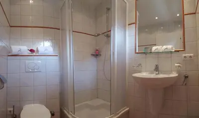 Ein Badezimmer in der Unterkunft Buchensteinblick