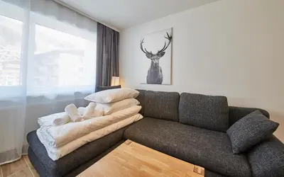 Ein Sitzbereich in der Unterkunft Appartement Timeout