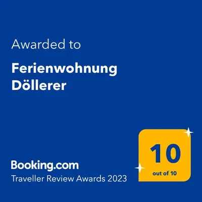 Ein Zertifikat, Auszeichnung, Logo oder anderes Dokument, das in der Unterkunft Ferienwohnung Döllerer ausgestellt ist