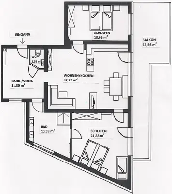 Grundriss der Unterkunft Appartements Alpenblick