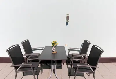 Ein Sitzbereich in der Unterkunft Ferienwohnung Schildwolf
