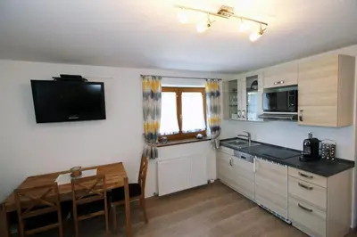 Küche/Küchenzeile in der Unterkunft Ferienwohnung Schildwolf