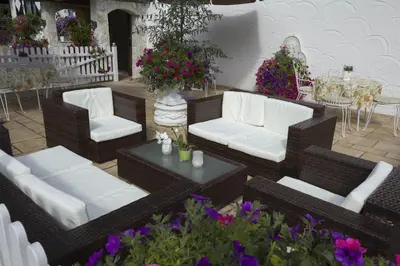 Ein Sitzbereich in der Unterkunft Hotel Garni Zimmermann