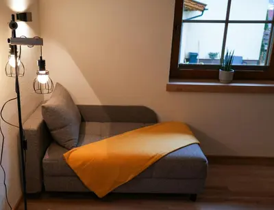Ein Sitzbereich in der Unterkunft Ferienhaus Anna