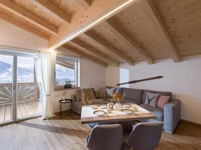 Ein Sitzbereich in der Unterkunft Appartements Morgensonne