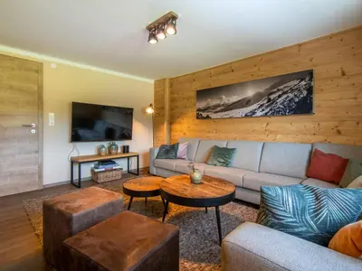 Ein Sitzbereich in der Unterkunft Chalet Sonnenalp