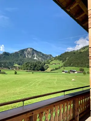 Ein allgemeiner Bergblick oder ein Berglick von der Ferienwohnung aus