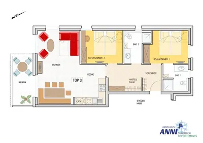 Grundriss der Unterkunft Landhaus Anni