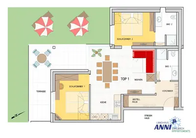 Grundriss der Unterkunft Landhaus Anni