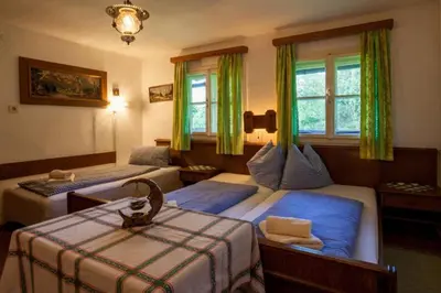 Ein Bett oder Betten in einem Zimmer der Unterkunft Mountain-view Cottage 15 beds-Pets welcome