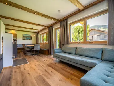 Ein Sitzbereich in der Unterkunft Chalet Bodahof