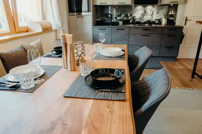 Küche/Küchenzeile in der Unterkunft Apartment zu Hollenau